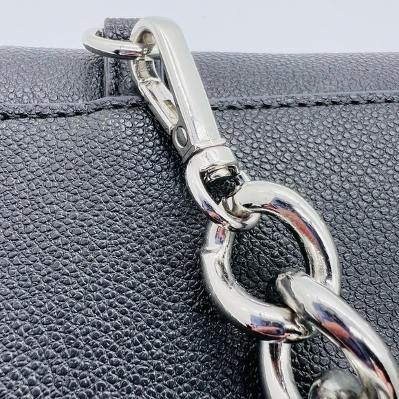 Womens black & gray small handbag with silver chain NWOT - Picture 7 of 10